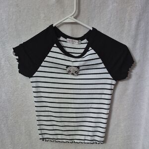 Black and White Striped Kids Tee